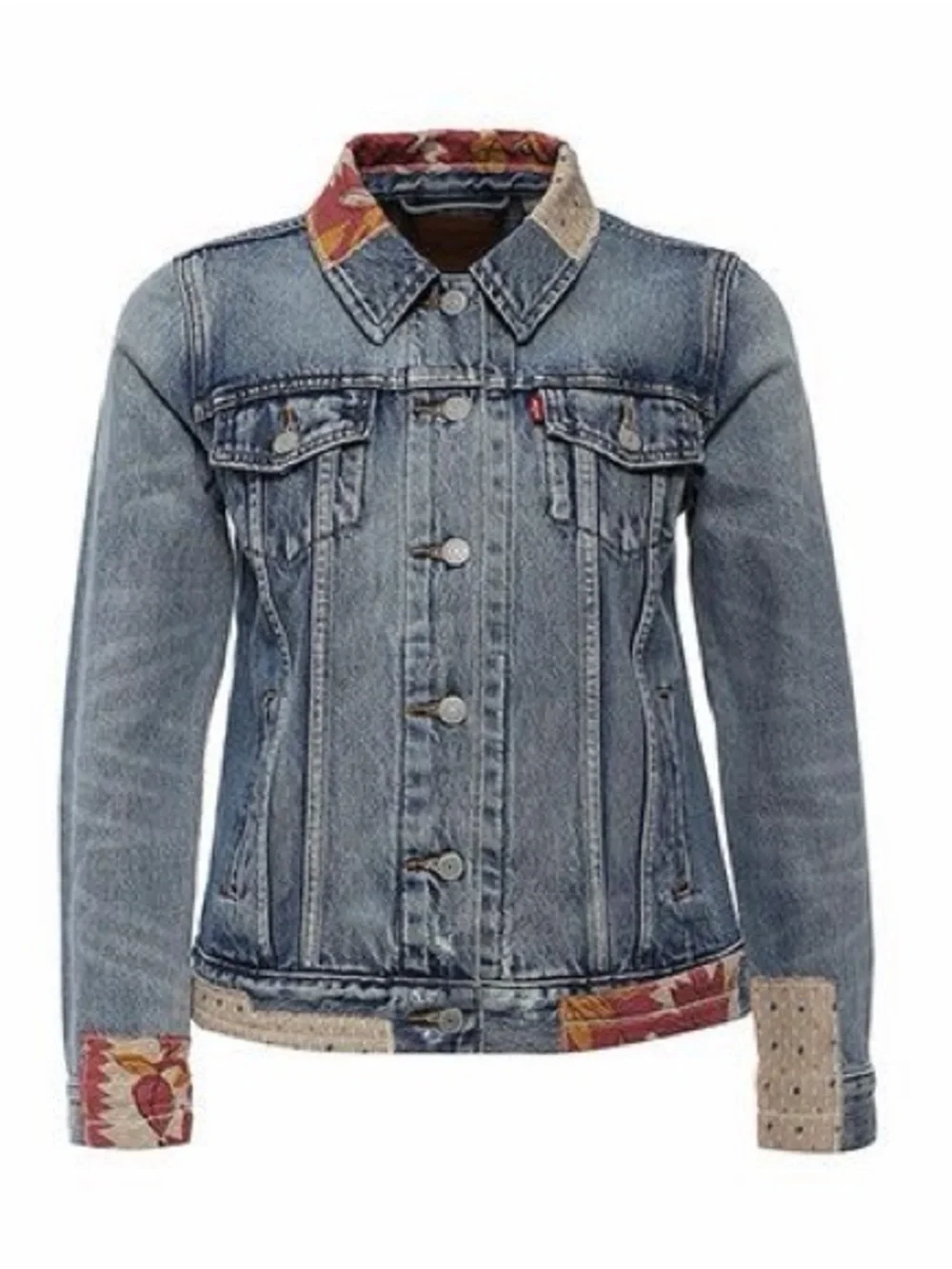 Levi's Premium Faded Boyfriend Desperado Sample Patchwork Denim Jacket Small